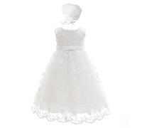 Leideur Abito Battesimo Bambina Abiti da Sposa Lunghi Bianchi Abiti da Sposa Formali per Neonati (3 Mesi, Bianca 3)