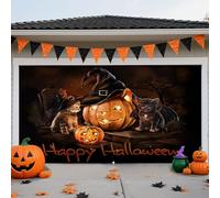 LEIDIMUS C, 6,5 x 5 ft/2 x 1,5 m, copertura per porta del garage di Halloween, grande striscione a zucca e fantasma, sfondo in stile horror per casa, feste e feste