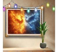 LeiDong Kit Completo Pittura Diamante 5D Fai Da Te Fiamma,Arte di Strass e Cristallo,Fenice Diamond Painting Adulti e Bambini (40x30cm),Ricamo Artistico Mosaico Regalo per Decorazioni Murali 58F-2232