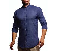 Leif Nelson Camicia da Uomo Maniche Lunga Slim Fit LN-3875 Azul X-Large