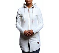 Leif Nelson Donna Giacca con cappuccio Felpa con cappuccio Full-Zip Felpa Pullover Manica Lunga Casual LN1901, Ecru, Medium