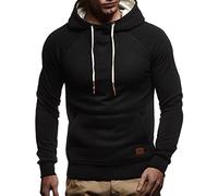 Leif Nelson Felpa con Cappuccio Uomo Maglione LN-8153 Nero Medium