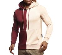 Leif Nelson Felpa con Cappuccio Uomo Maglione LN-8337 Amarillento-Bordeaux XX-Large