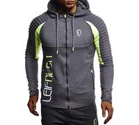 Leif Nelson Giacca Uomo con Cappuccio Uomo per Sport e Fitness Felpa Slim Fit LN-8288 Antracite Giallo Small