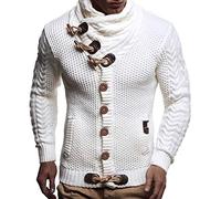 Leif Nelson Giacca Uomo in Maglia Cardigan Collo a Scialle LN-4195 Bianca X-Large