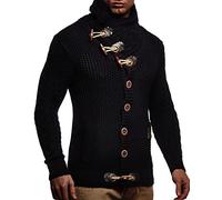 Leif Nelson Giacca Uomo in Maglia Cardigan Collo a Scialle LN-4195 Blu Scuro XXXX-Large
