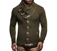 Leif Nelson Giacca Uomo in Maglia Cardigan Collo a Scialle LN-4195 Cachi X-Large