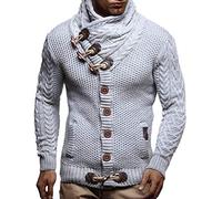 Leif Nelson Giacca Uomo in Maglia Cardigan Collo a Scialle LN-4195 Grigio XX-Large