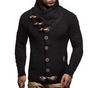 Leif Nelson Giacca Uomo in Maglia Cardigan Collo a Scialle LN-4195 Nero XXXX-Large