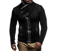 Leif Nelson Giacca Uomo in Maglia Cardigan Collo a Scialle LN-5165 Nero Antracite Small