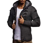 Leif Nelson Giacca Uomo in Maglia con Cappuccio Cardigan LN-5605