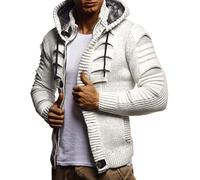 Leif Nelson Giacca Uomo in Maglia con Cappuccio Cardigan LN-5605 Crude Grey X-Large