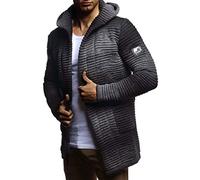 Leif Nelson Giacca Uomo in Maglia con Cappuccio Cardigan LN-5715 Antracite Large