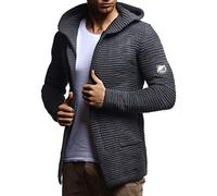 Leif Nelson Giacca Uomo in Maglia con Cappuccio Cardigan LN-7180 Antracite Medium
