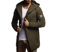 Leif Nelson Giacca Uomo in Maglia con Cappuccio Cardigan LN-7180 Cachi Small