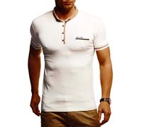 Leif Nelson LN1280 Polo estiva da uomo, con colletto slim fit, in cotone, basic, maniche corte, beige., L