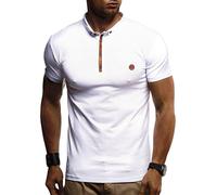 Leif Nelson LN1295 - Polo estiva da uomo, con colletto, slim fit, in cotone, capo basic, maniche corte, colore nero, bianco, L