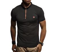 Leif Nelson LN1295 - Polo estiva da uomo, con colletto, slim fit, in cotone, capo basic, maniche corte, colore nero, Nero , S