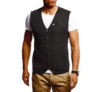 Leif Nelson LN1855 - Gilet da uomo per il tempo libero, business, feste, matrimoni sotto giacca in maglia fine, gilet da uomo, gilet a maglia, maglietta a maniche corte, Nero , M