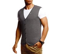 Leif Nelson LN1855 - Gilet da uomo per il tempo libero, sotto giacca in maglia fine, maglietta a maniche corte, per business, feste, matrimoni, antracite., M