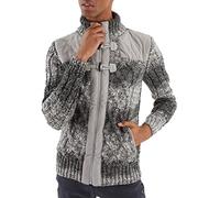 Leif Nelson LN20762 - Giacca in maglia con colletto a camicia, giacca invernale nera, giacca casual da uomo, giacca da uomo per l'inverno, giacca slim fit, grigio, 4XL