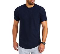 Leif Nelson LN55585 - Maglietta da uomo con scollo rotondo, in cotone, a maniche corte, Blu, M