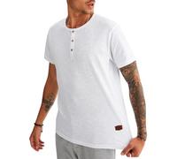 Leif Nelson, LN8280, maglietta estiva a maniche corte da uomo, girocollo, slim fit, in cotone, colore: bianco, nero bianco M