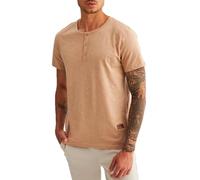 Leif Nelson, LN8280, maglietta estiva a maniche corte da uomo, girocollo, slim fit, in cotone, colore: bianco, nero beige. L