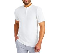 Leif Nelson Maglietta da uomo a maglia fine estiva Grandad, collo basic, da uomo, a maniche corte, LN7705, Ecru/bianco., S