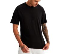 Leif Nelson Maglietta da uomo estiva con scollo rotondo, Relaxed Fit, maglietta da uomo, 100% cotone, maglietta basic da uomo, maglietta a maniche corte, Nero , L