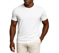 Leif Nelson Maglietta da uomo slim fit, basic a maniche corte in 100% cotone, girocollo, maglietta estiva per il tempo libero e la vita quotidiana, bianco, S