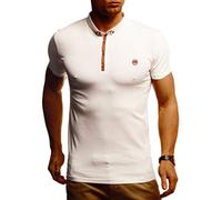 Leif Nelson Maglietta estiva da uomo, colletto polo, vestibilità aderente, in cotone, modello basic, beige., L