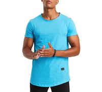 Leif Nelson Maglietta estiva da uomo, scollo rotondo, 100% cotone, Regular Fit, nero, a maniche corte, M (38-40 cm), turchese, M