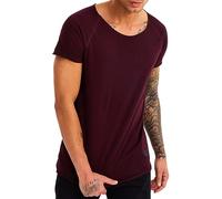 Leif Nelson Maglietta Uomo per L'Estate, con Scollo Rotondo (Vino Rosso, Taglia M), vestibilità Regolare, Maglietta da Uomo 100% Cotone