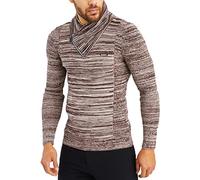 Leif Nelson Maglione da uomo con chiusura lampo - Magro da uomo per inverno ed estate - Maglione da uomo con collo sciallato, Beige Chiaro Marrone, L