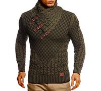 Leif Nelson Maglione da uomo con collo sciallato/maglione invernale di alta qualità dal taglio regolare, ideale per look casual e business, disponibile in diverse misure e colori, kaki-nero, 4XL