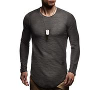 Leif Nelson Maglione da Uomo Girocollo Felpa LN-6298 Antracite X-Large