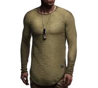 Leif Nelson Maglione da Uomo Girocollo Felpa LN-8133 Cachi Small