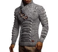 LEIF NELSON Maglione da uomo in maglia | Pullover lavorato a maglia con collo scialle | Felpa confortevole da uomo Slim Fit | LN5575 - - xxX-Large