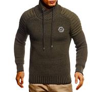 Leif Nelson - Maglione da uomo lavorato a maglia, collo sciallato, Slim Fit, invernale, estate, stile moderno, da uomo, a maniche lunghe, con colletto, 5235 Kaki nero s