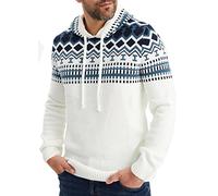 Leif Nelson - Maglione norvegese da uomo. con cappuccio, bianco, S