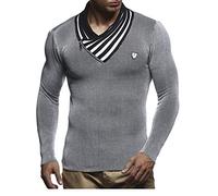 Leif Nelson Maglione Uomo a Maglia Felpa con Cappuccio LN-1425 Black-Ecru Small