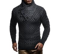 Leif Nelson Maglione Uomo Felpa a Maglia Collo a Scialle LN-5255 Nero Antracite XXXXX-Large
