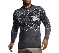 Leif Nelson Maglione Uomo Felpa a Maglia Girocollo LN-20761 Antracita Medium