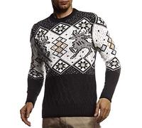 Leif Nelson Maglione Uomo Felpa a Maglia Girocollo LN-20761 Negro Medium