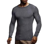 Leif Nelson Maglione Uomo Girocollo Felpa a Maglia LN-1780 Nero Antracite XX-Large