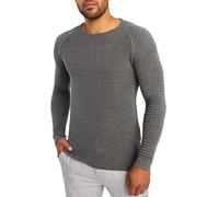 Leif Nelson Maglione Uomo Girocollo Felpa a Maglia LN-20729 Antracite X-Large