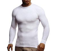 Leif Nelson Maglione Uomo Girocollo Felpa a Maglia LN-20746 Beige Ecru XX-Large