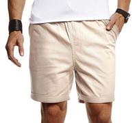 Leif Nelson Pantaloncini da Uomo Pantaloni Corti Bermuda Cargo LN-8290 Beige X-Large