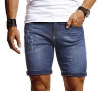 Leif Nelson Pantaloncini di Jeans Corti Uomo LN-1397 Blu Scuro W32